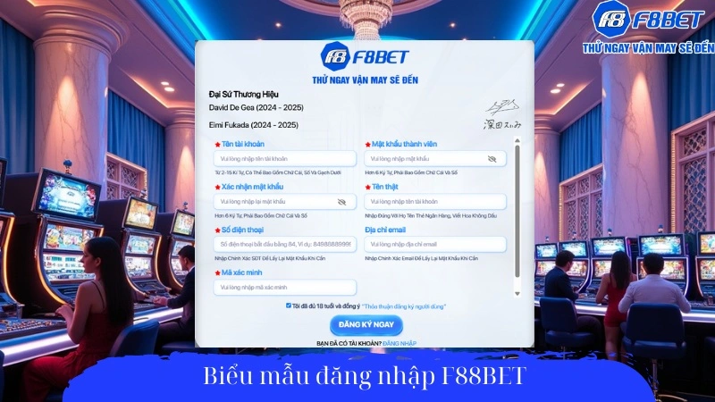 Giao diện đăng nhập F88Bet